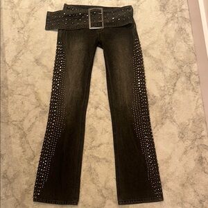 Studded Black Jeans with Belt